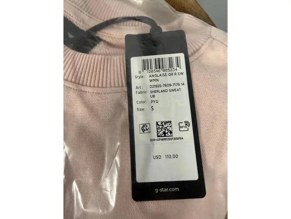 NWT G-Star RAW Anglaise Graphic Crewneck Sweatshirt Womens Pink Small $110 MSRP - Picture 7 of 8